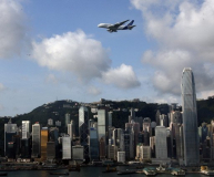 A380 : l'avion survole Hong Kong